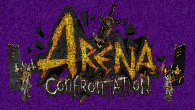 Logo Dofus Arena Confrontation avec personnages coach portant la panoplie du champion