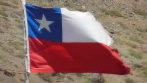 Drapeau du Chili qui vole au vent