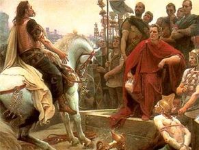 Vercingétorix dépose ses armes aux pieds de César peinture