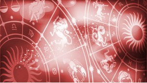 horoscope avec zodiaque sur fond rouge