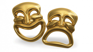 Les deux masques symboles du théâtre joie et tristesse