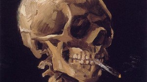 Squelette fumant une cigarette de van gogh